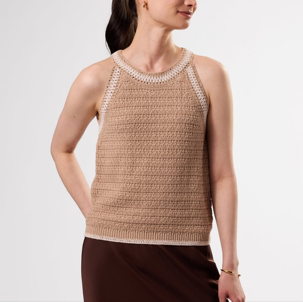 Amour Vert Texture Halter Biscotti XL NWT